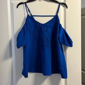 Royal blue Womens Cold Shoulder Tank Charming Charlie’s Barely Worn